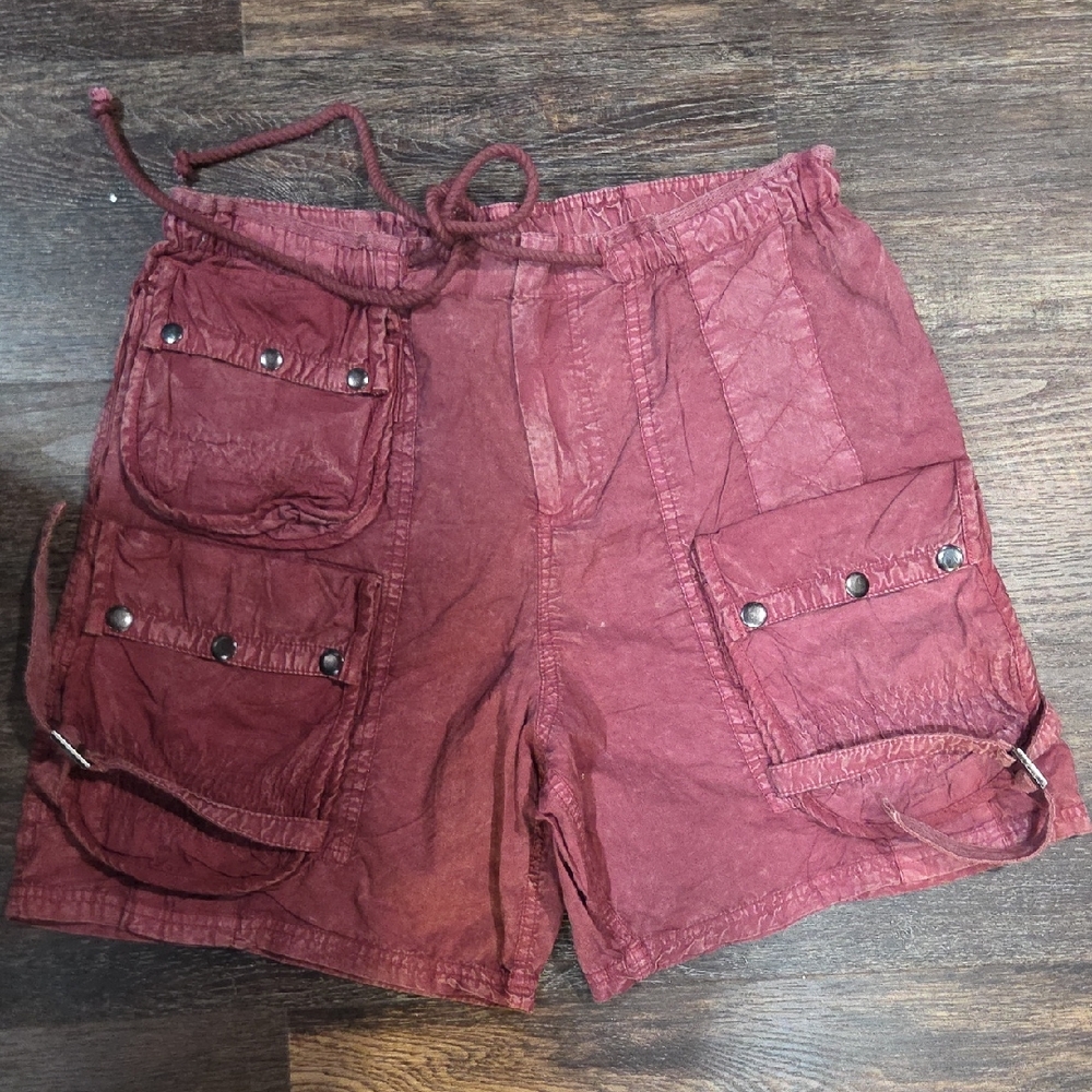 Free People Burgundy Cargo Shorts